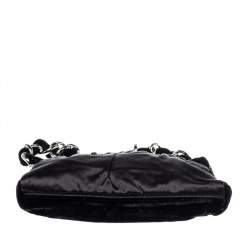 Pre Owned Chanel Black Satin and Velvet Chain Clutch Bag