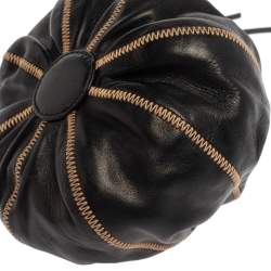 مملوكة مسبقًا Chanel Black/Peach Leather Reversible Drawstring Tassel Bag