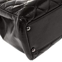 Pre Owned Chanel Dark Grey Quilted Patent Caviar Leather Reissue Tote