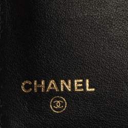 Pre Owned Chanel Black Leather Camellia 5 CC Bifold Wallet