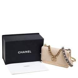 Chanel Beige Quilted Leather Chanel 19 Wallet on Chain
