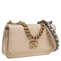 Chanel Beige Quilted Leather Chanel 19 Wallet on Chain