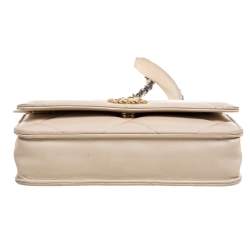 Chanel Beige Quilted Leather Chanel 19 Wallet on Chain