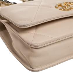 Chanel Beige Quilted Leather Chanel 19 Wallet on Chain