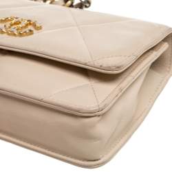 Chanel Beige Quilted Leather Chanel 19 Wallet on Chain