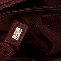 Pre Owned حقيبة شانيل جاكيت بوي جلد مبطن عنابي وحواف تويد متوسطة بقلاب 