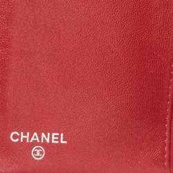 مملوكة مسبقًا محفظة كونتينينتال شانيل L ين جلد كافيار مبطنة حمراء