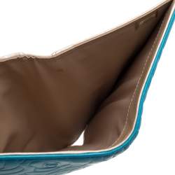 Chanel Turquoise Camellia Embossed Leather Wallet