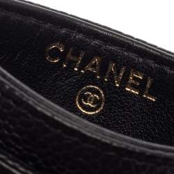 Chanel Black Quilted Caviar Leather CC Filigree Card Holder