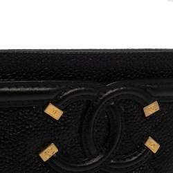 Chanel Black Quilted Caviar Leather CC Filigree Card Holder