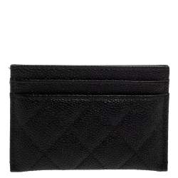 Chanel Black Quilted Caviar Leather CC Filigree Card Holder