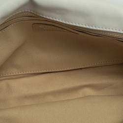 Pre Owned Chanel White Quilted Leather East West Single Flap Bag