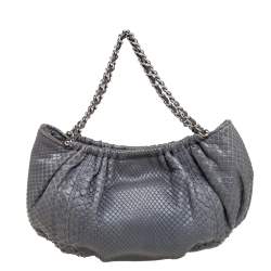 Pre Owned Chanel Grey Python CC Hobo
