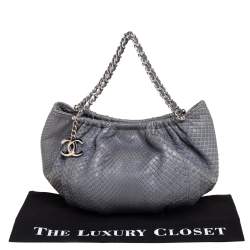 Pre Owned Chanel Grey Python CC Hobo