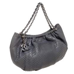 Pre Owned Chanel Grey Python CC Hobo