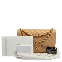 مملوكة مسبقًا Chanel Beige Quilted Caviar Leather Jumbo Classic Double Flap Bag