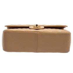 مملوكة مسبقًا Chanel Beige Quilted Caviar Leather Jumbo Classic Double Flap Bag