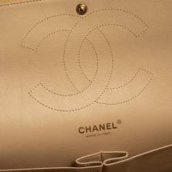 مملوكة مسبقًا Chanel Beige Quilted Caviar Leather Jumbo Classic Double Flap Bag