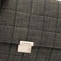 Pre Owned حقيبة شانيل سلسلة قلاب سي سي دنيم مبطن قضيب شيكولاته أسود 