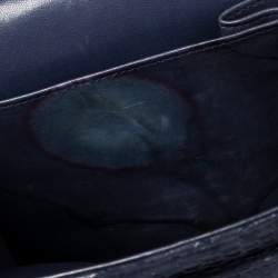 Pre Owned Chanel Navy Blue Python Jumbo Classic Double Flap Bag