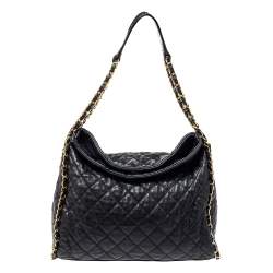 Chanel Black Quilted Leather Chain Around Hobo Bag - Yoogi's Closet