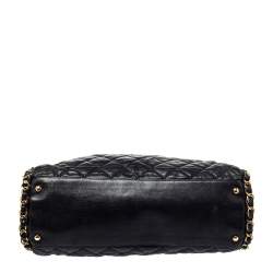 Pre Owned Chanel Black Quilted Leather Large Chain Me Hobo