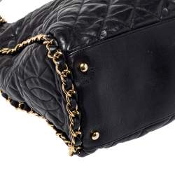 Pre Owned Chanel Black Quilted Leather Large Chain Me Hobo