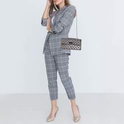 Pre Owned Chanel Silver Quilted Glitter Leather Reissue Flap Bag
