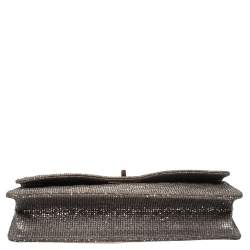 Pre Owned Chanel Silver Quilted Glitter Leather Reissue Flap Bag