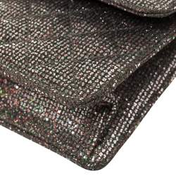 Pre Owned Chanel Silver Quilted Glitter Leather Reissue Flap Bag