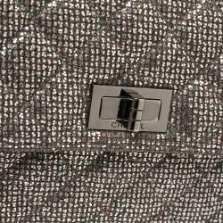 Pre Owned Chanel Silver Quilted Glitter Leather Reissue Flap Bag