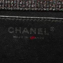 Pre Owned Chanel Silver Quilted Glitter Leather Reissue Flap Bag