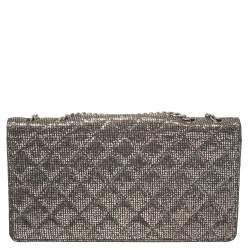 Pre Owned Chanel Silver Quilted Glitter Leather Reissue Flap Bag