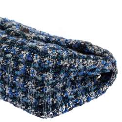 Pre Owned Chanel Blue/White Quilted Tweed Reissue 2.55 Classic 224 Flap Bag