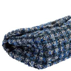 Pre Owned Chanel Blue/White Quilted Tweed Reissue 2.55 Classic 224 Flap Bag