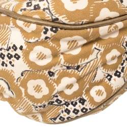 Pre Owned Chanel Tan/Beige Printed Canvas Metal Handle Hobo