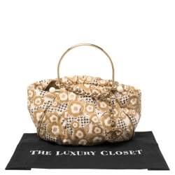 Pre Owned Chanel Tan/Beige Printed Canvas Metal Handle Hobo