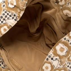 Pre Owned Chanel Tan/Beige Printed Canvas Metal Handle Hobo