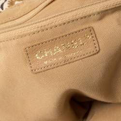 Pre Owned Chanel Tan/Beige Printed Canvas Metal Handle Hobo