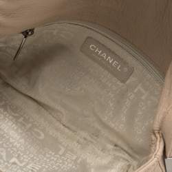 Pre Owned Chanel Light Beige Leather Wild Stitch Flap Bag