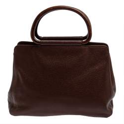 Pre Owned Chanel Brown Caviar Leather Vintage Wooden Handle Tote