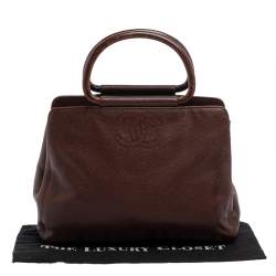 Pre Owned Chanel Brown Caviar Leather Vintage Wooden Handle Tote