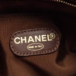 Pre Owned Chanel Brown Caviar Leather Vintage Wooden Handle Tote