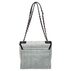 Pre Owned Chanel Grey Raffia Deauville Messenger Bag