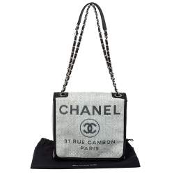 Pre Owned Chanel Grey Raffia Deauville Messenger Bag