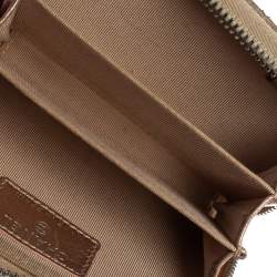 Pre Owned Chanel Metallic Beige Quilted Leather Zip Around Coin Purse