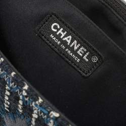 Pre Owned Chanel Blue Fabric/Canvas and Leather Patchwork Jumbo Classic Flap Bag