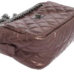 Pre Owned Chanel Rose Fonce Quilted Leather Small Reissue 2.55 Camera Bag