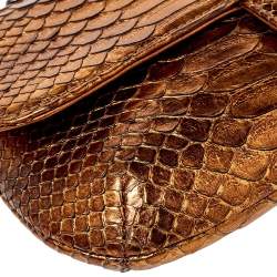 Pre Owned Chanel Metallic Bronze Python Tassel Flap Bag