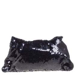 مملوكة مسبقًا Chanel Navy Blue Sequins CC Half Moon Clutch